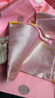 Pure Silk Mashru Banarasi- Baby Pink Dual Shaded
