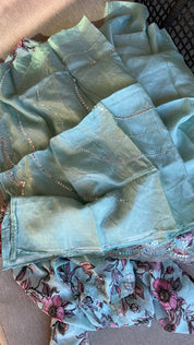 Designer Crepe Satin - Mint Blue