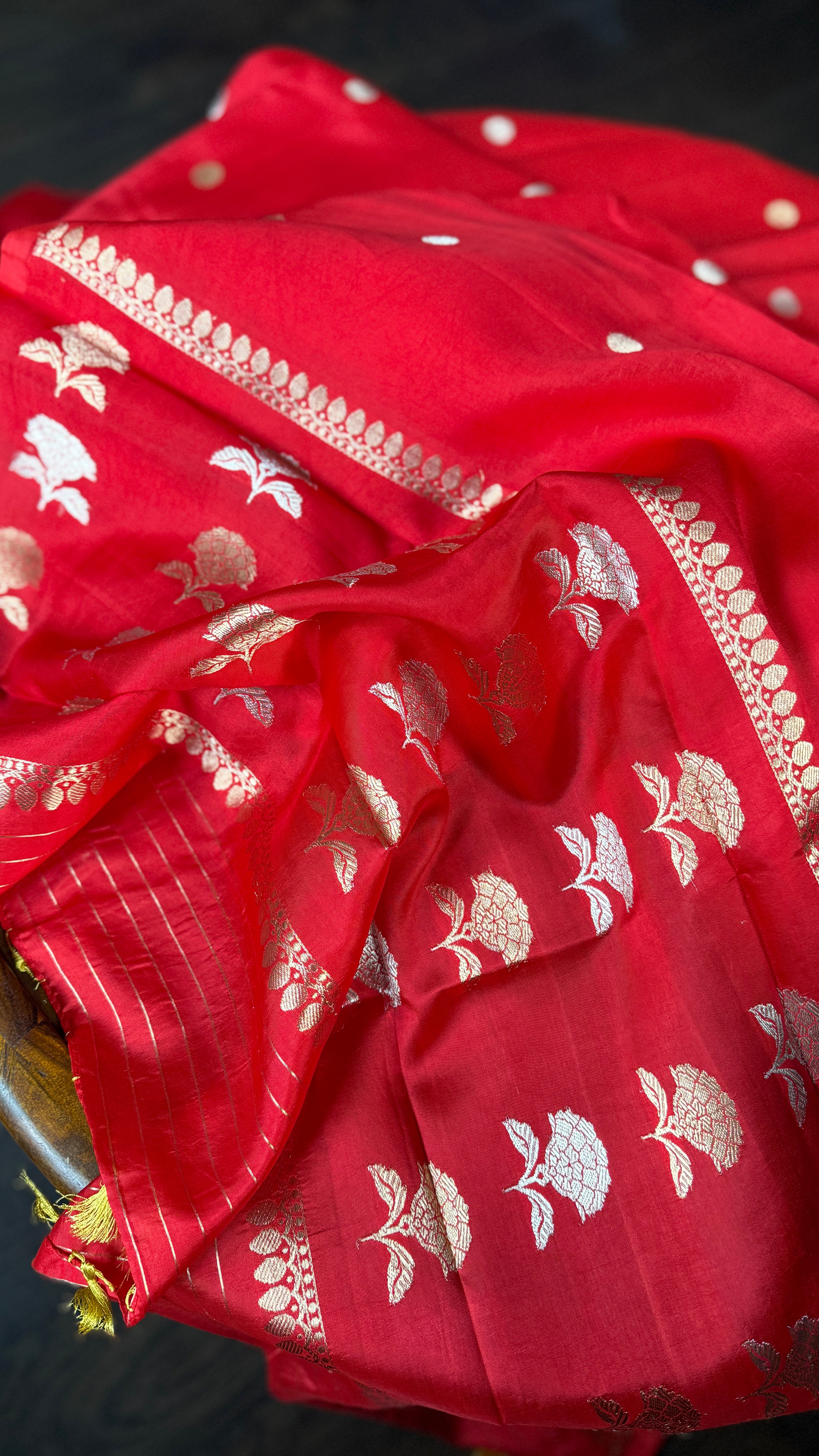 Pure Katan Silk Banarasi - Red woven