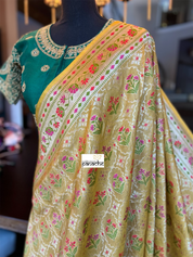 Pure Tussar Silk Banarasi- Yellow Meenakari Paithani