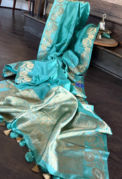 Pure Katan Silk Banarasi - Sea Green