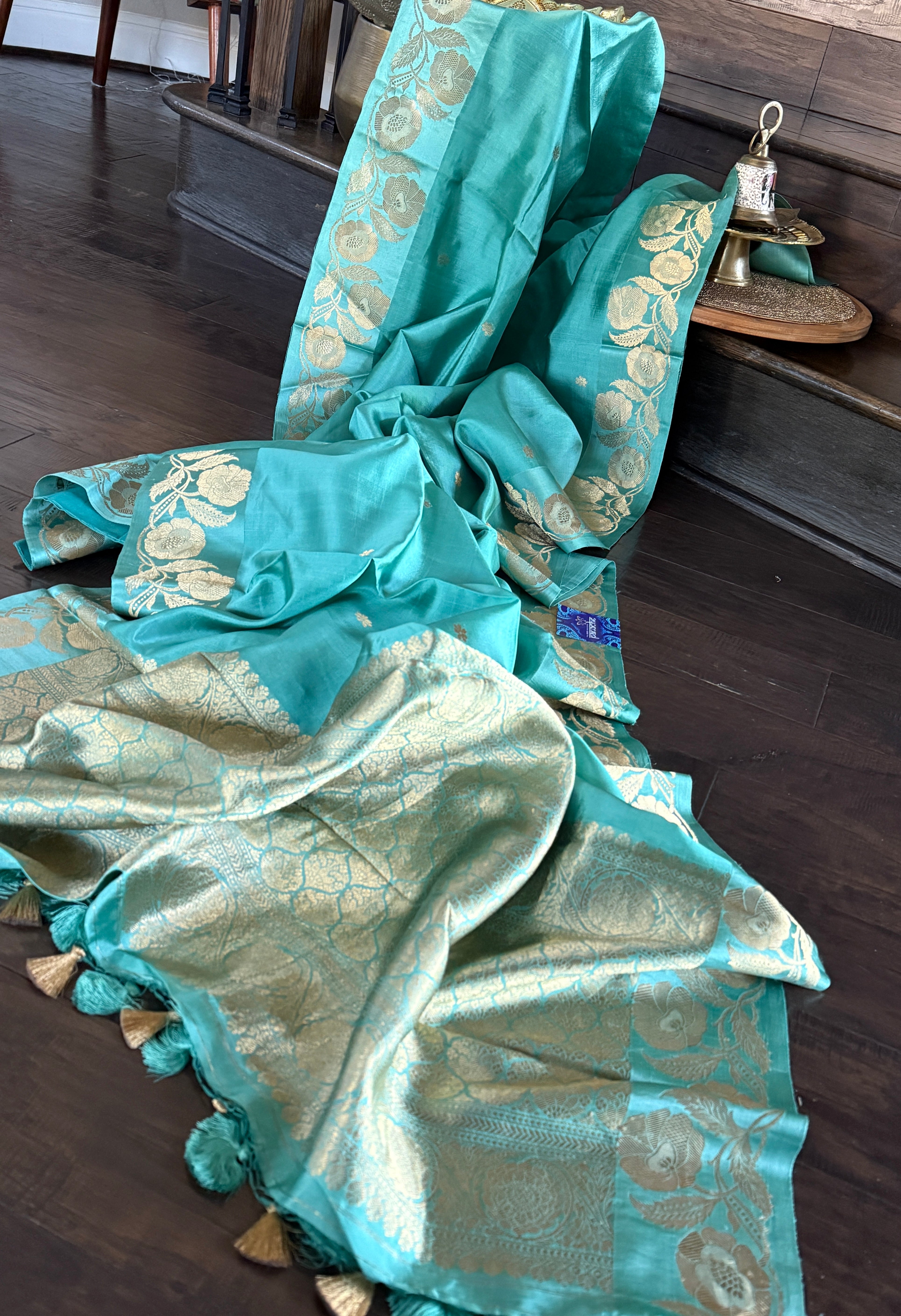 Pure Katan Silk Banarasi - Sea Green