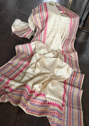 Soft Silk Kutch Embroidered - Cream