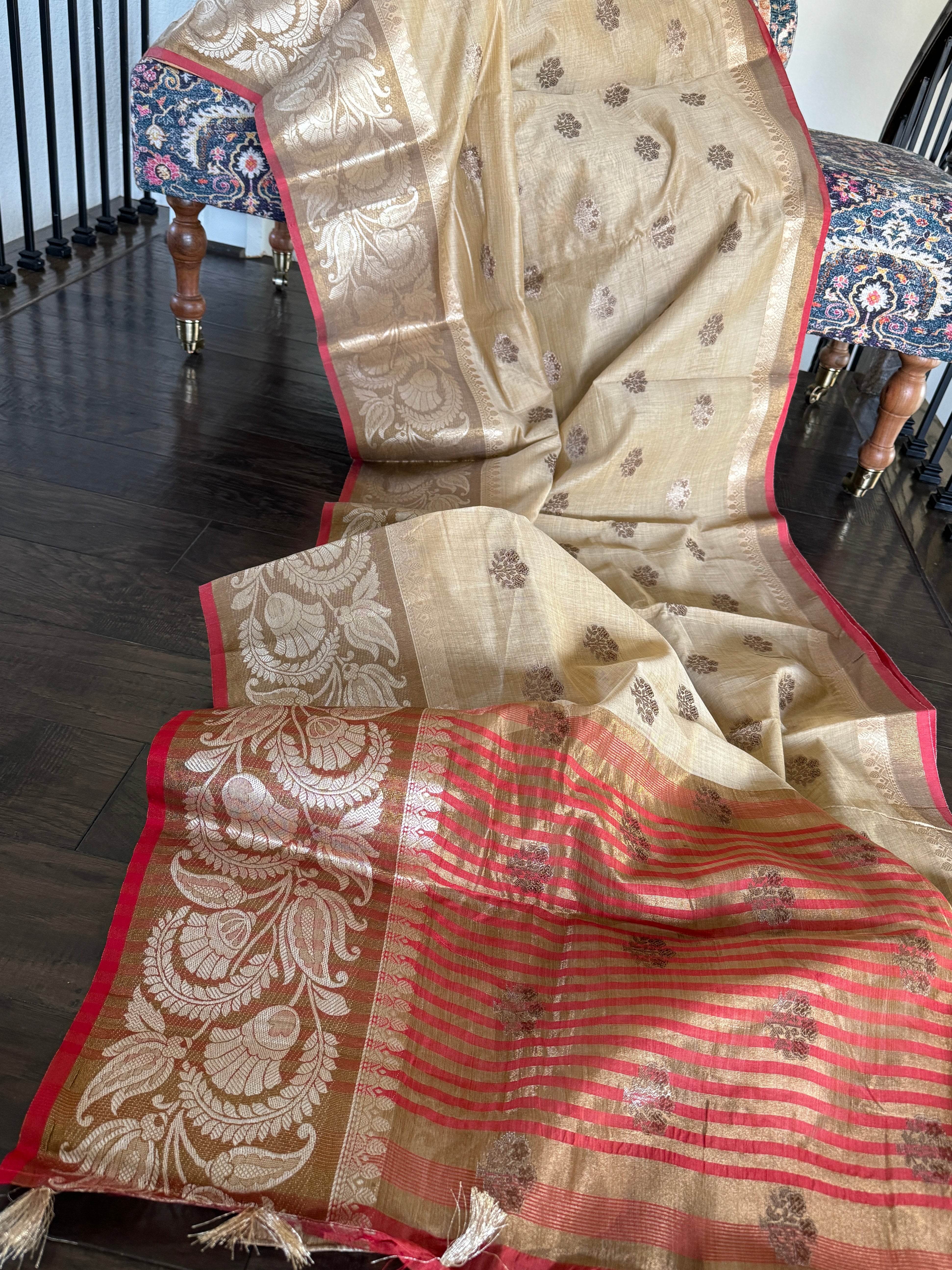 Cotton Silk Banarasi - Tan Red