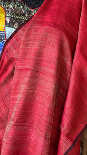 Pure Matka Silk - Red Muslin Jamdaani Palla