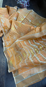 Dhakai Jamdani  - Light Terracotta Silver Zari Woven