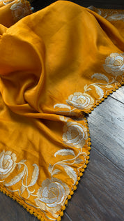 Soft Silk Embroidered - Mustard Yellow
