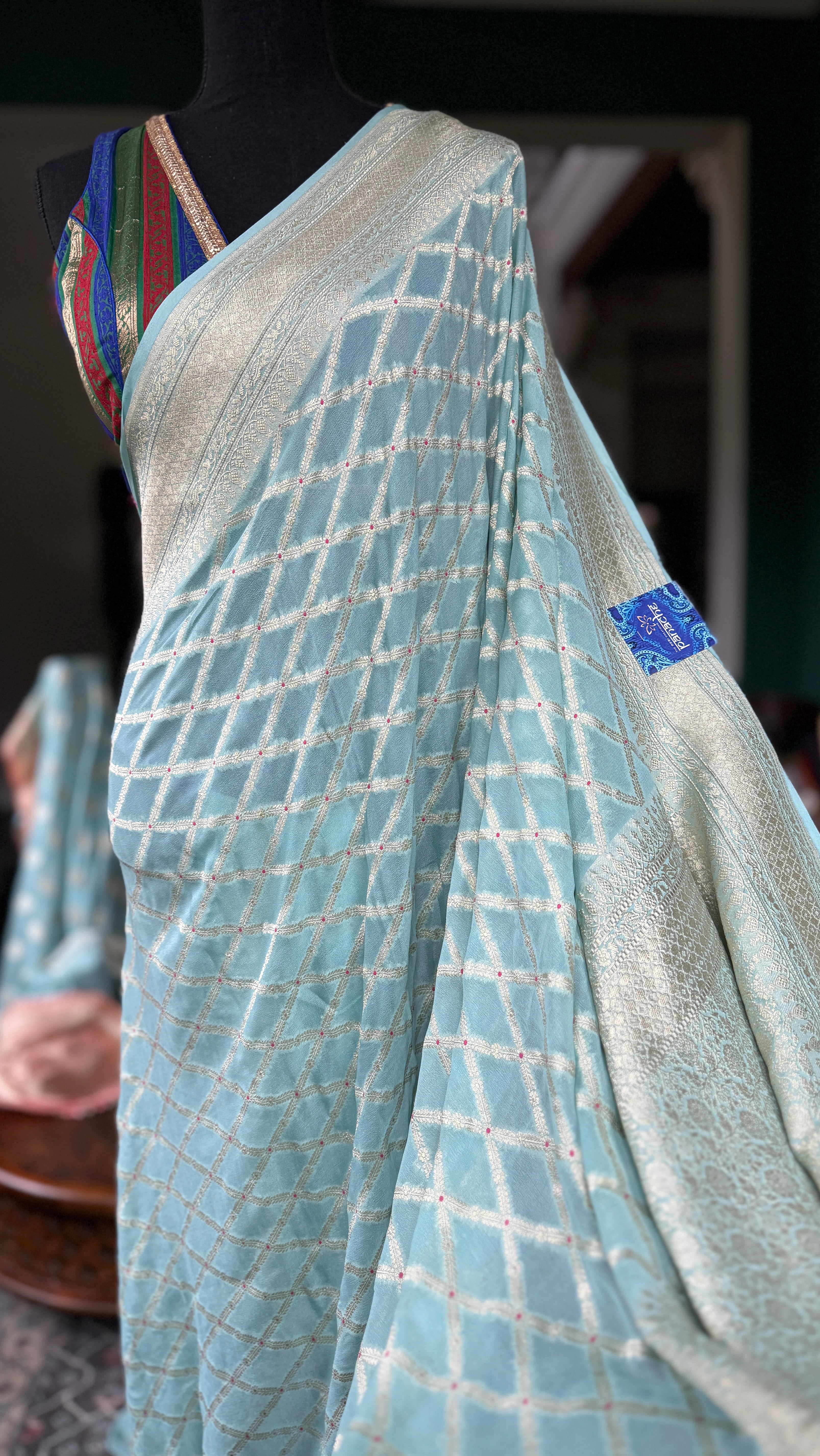 Khaddi Georgette Banarasi - Light Blue