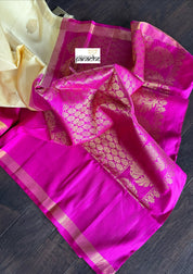 Silk Kanjivaram - Butter Yellow Magenta