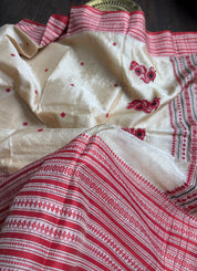 Pure Gachi Tussar Silk - Cream Red