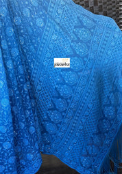 Designer Geogette Chikankari - Blue shaded