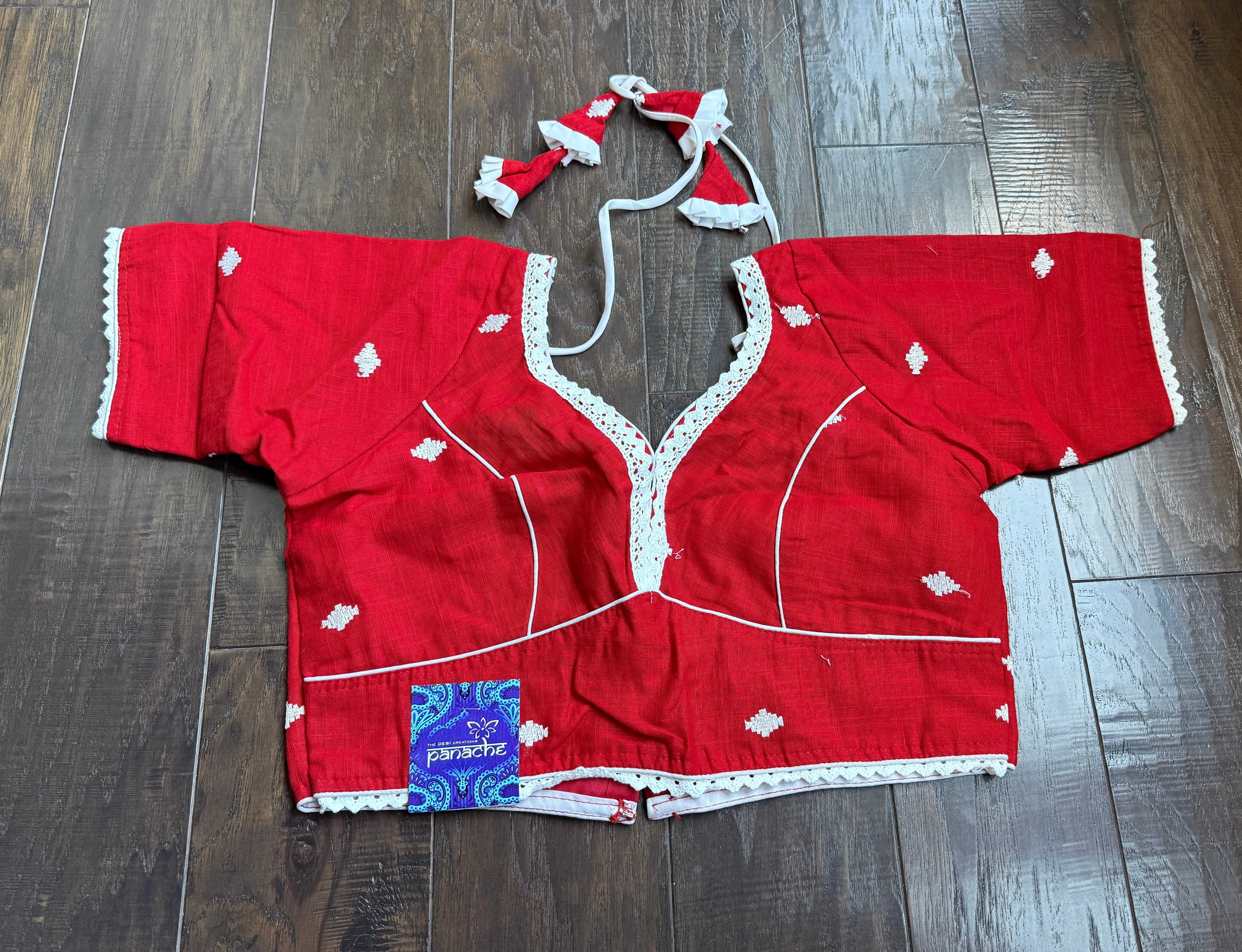 Designer Blouse - Red Jamdaani Lace Woven