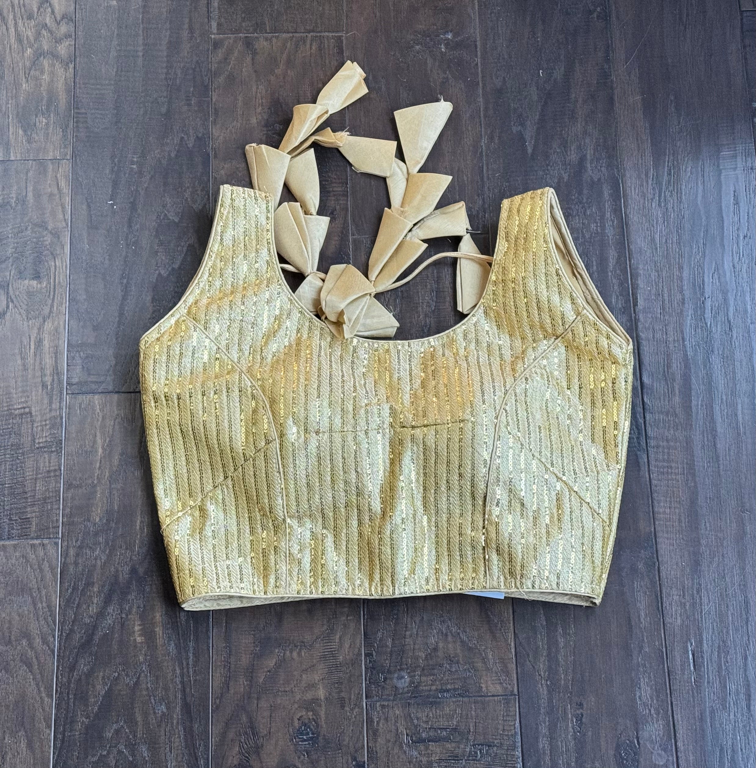 Designer Blouse - Yellow Golden Sequin