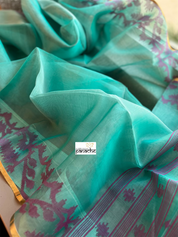 Tantuj Muslin Jamdaani- Light Turquoise