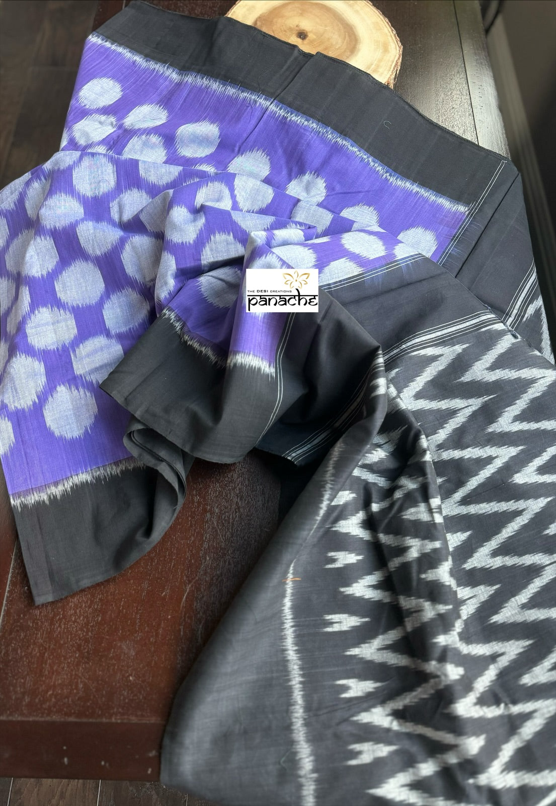 Pure Cotton Ikat - Purple Black Pochampolly