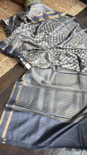 Tussar Silk - Steel Grey Woven
