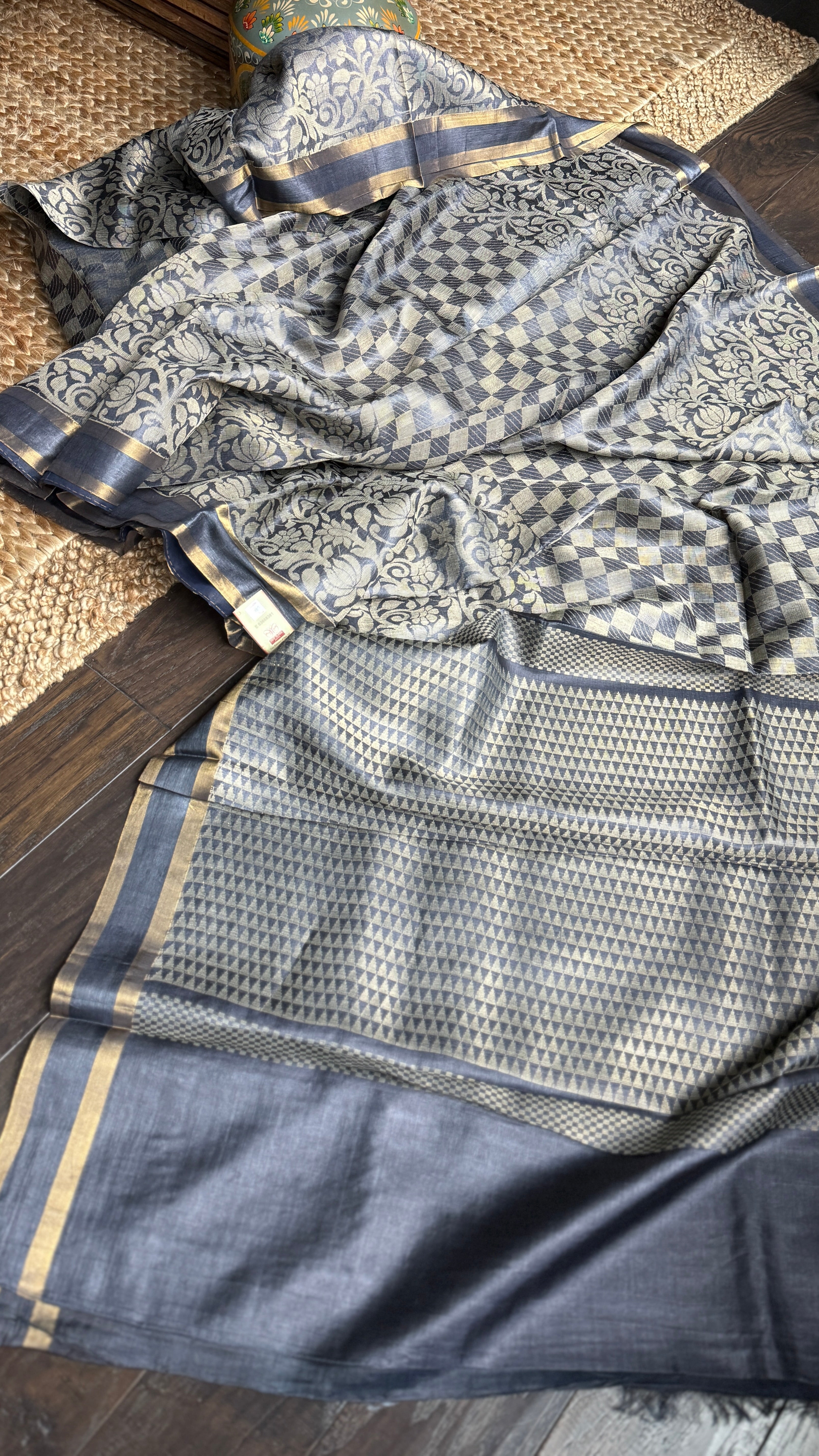 Tussar Silk - Steel Grey Woven