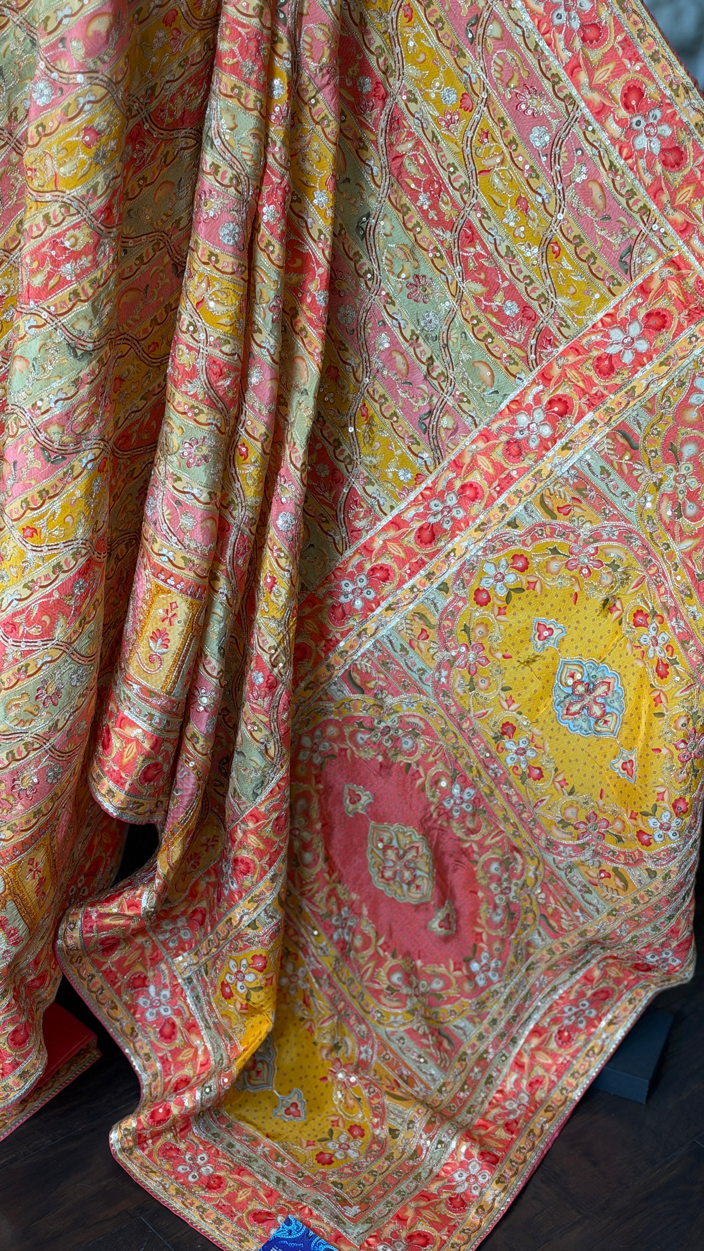 Designer Crepe Embroidered - Yellow Multicolor