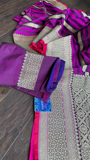 Soft Silk Banarasi - Purple Resham Zari woven