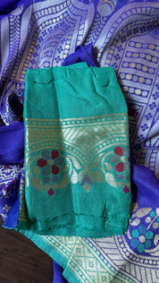 Tussar Georgette Banarasi - Purple Blue Mughal Inspired