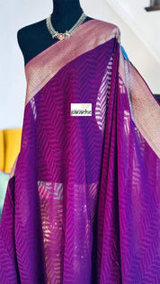 Khaddi Georgette Tanchoi Banarasi - Wine Purple