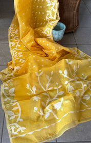 Cotton Jamdaani  - Yellow Gold Zari