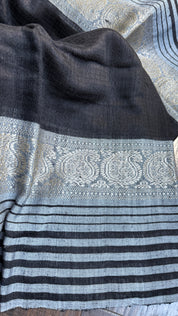 Pure Matka Silk Handwoven - Black Grey