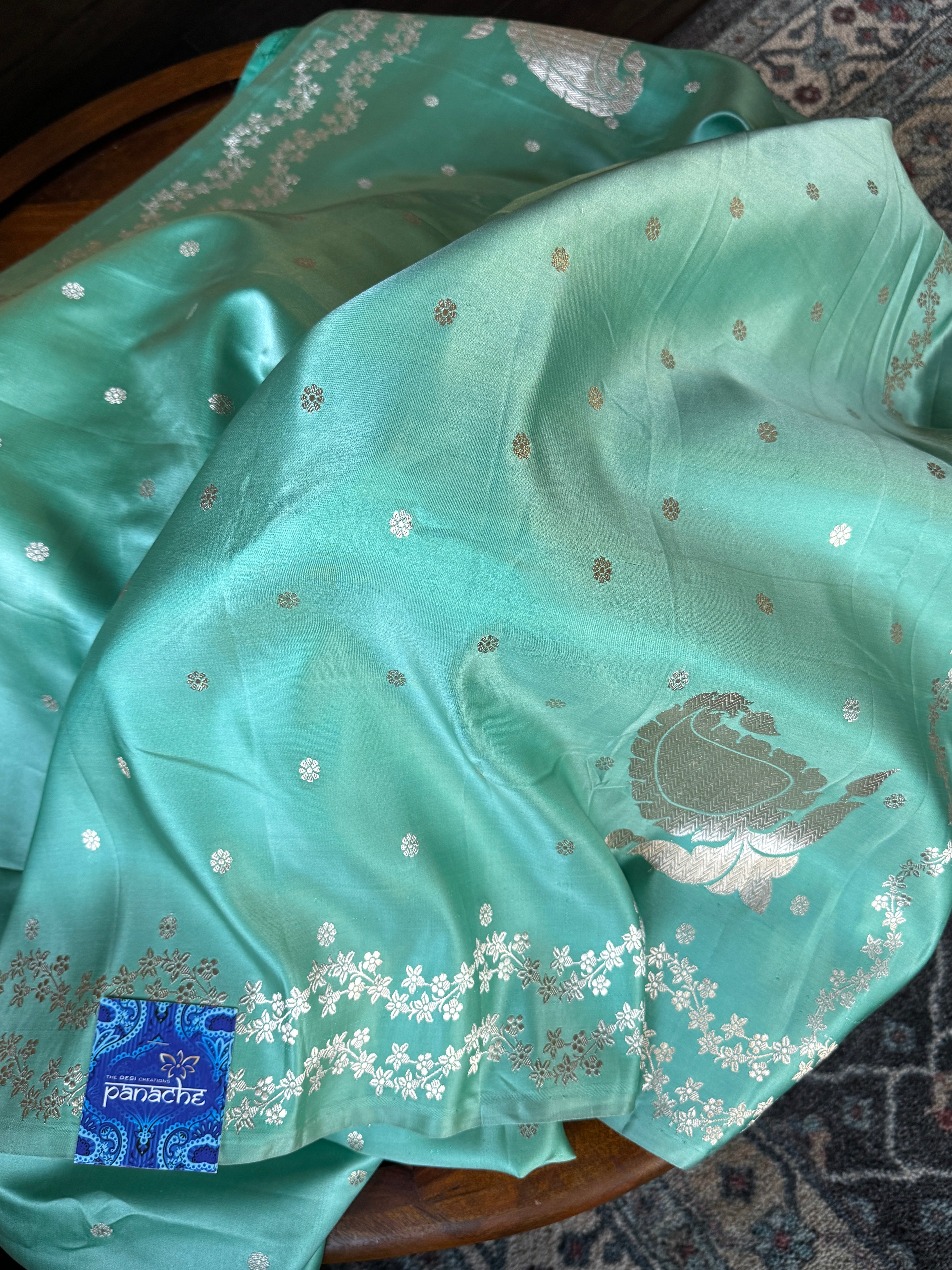 Pure Silk Mashru Banarasi- Sea Green