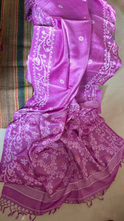 Pure Tussar Silk Jamdaani - Mauve