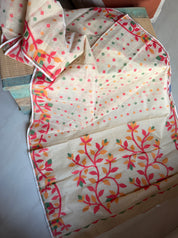 Cotton Jamdaani  - Beige Red Multi Colored 2