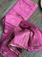 Designer Muga - Wine Color Zari woven