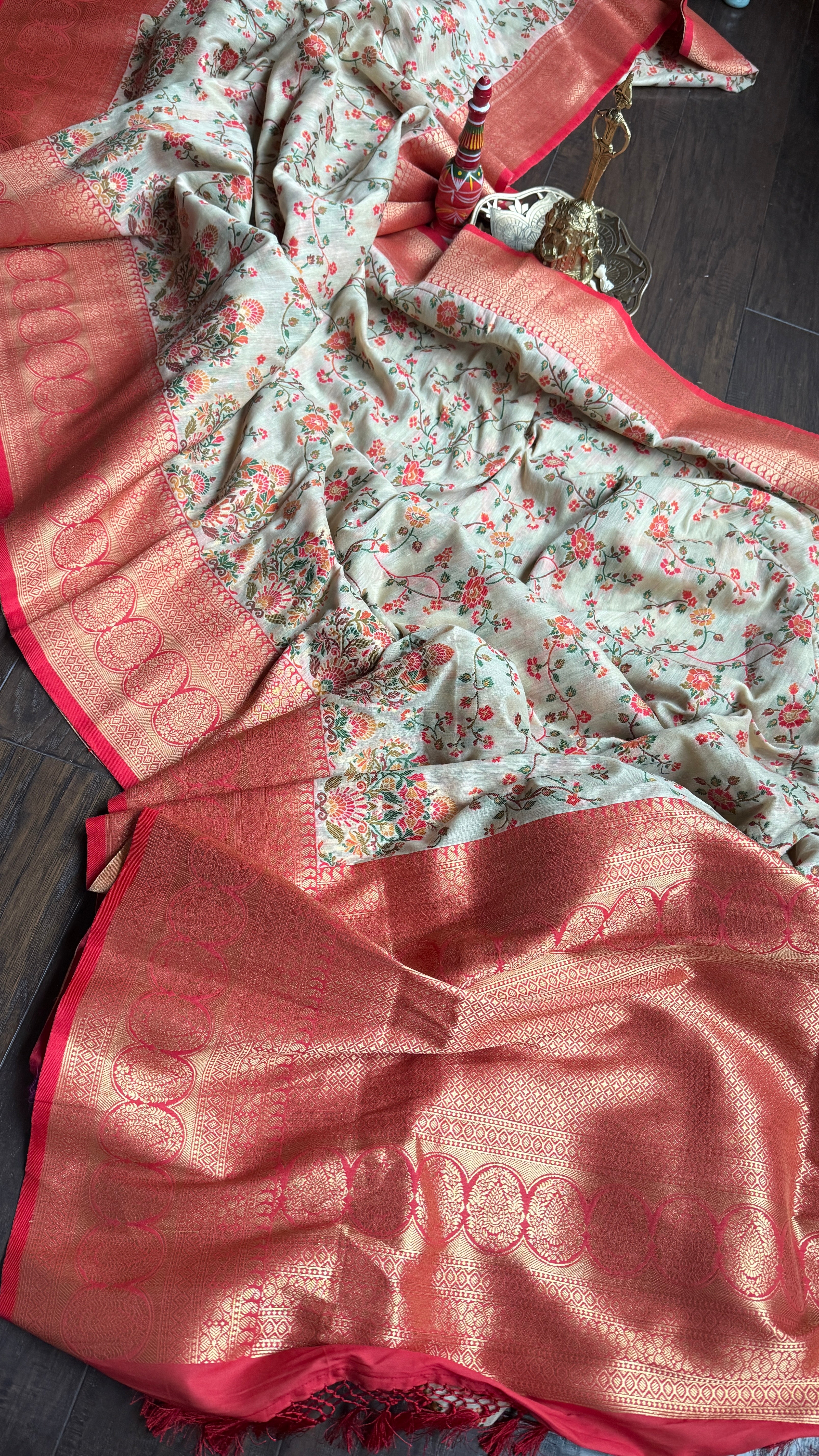 Pashmina Muga Banarasi - Beige