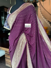 Khaddi Georgette Banarasi - Wine Maroon Bandhej