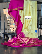 Silk Kanjivaram - Butter Yellow Magenta