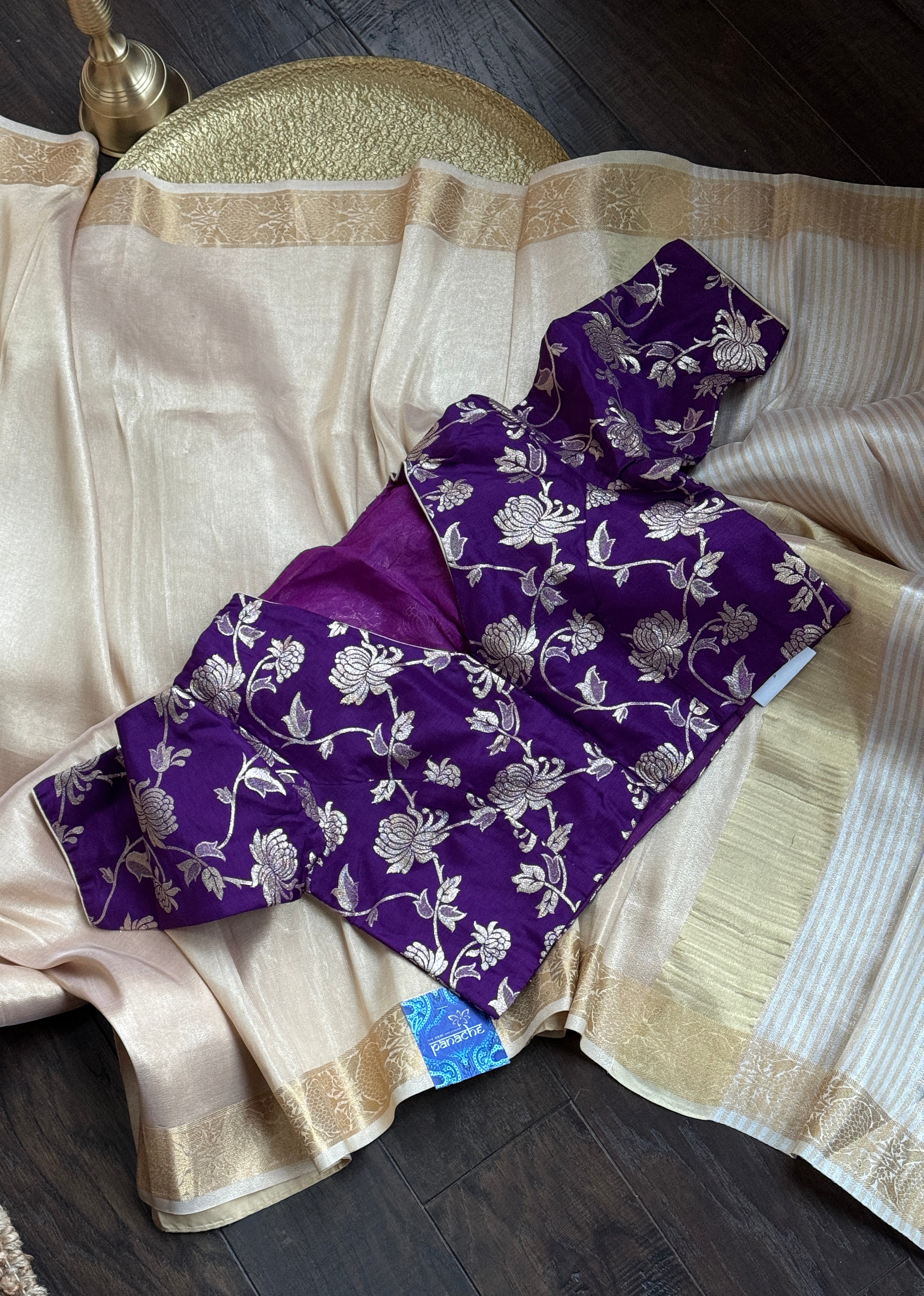 Pure Tissue Silk Banarasi - Golden Silver