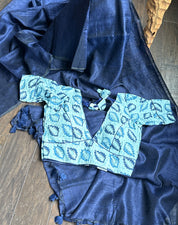 Linen Silk Borderless - Navy Blue