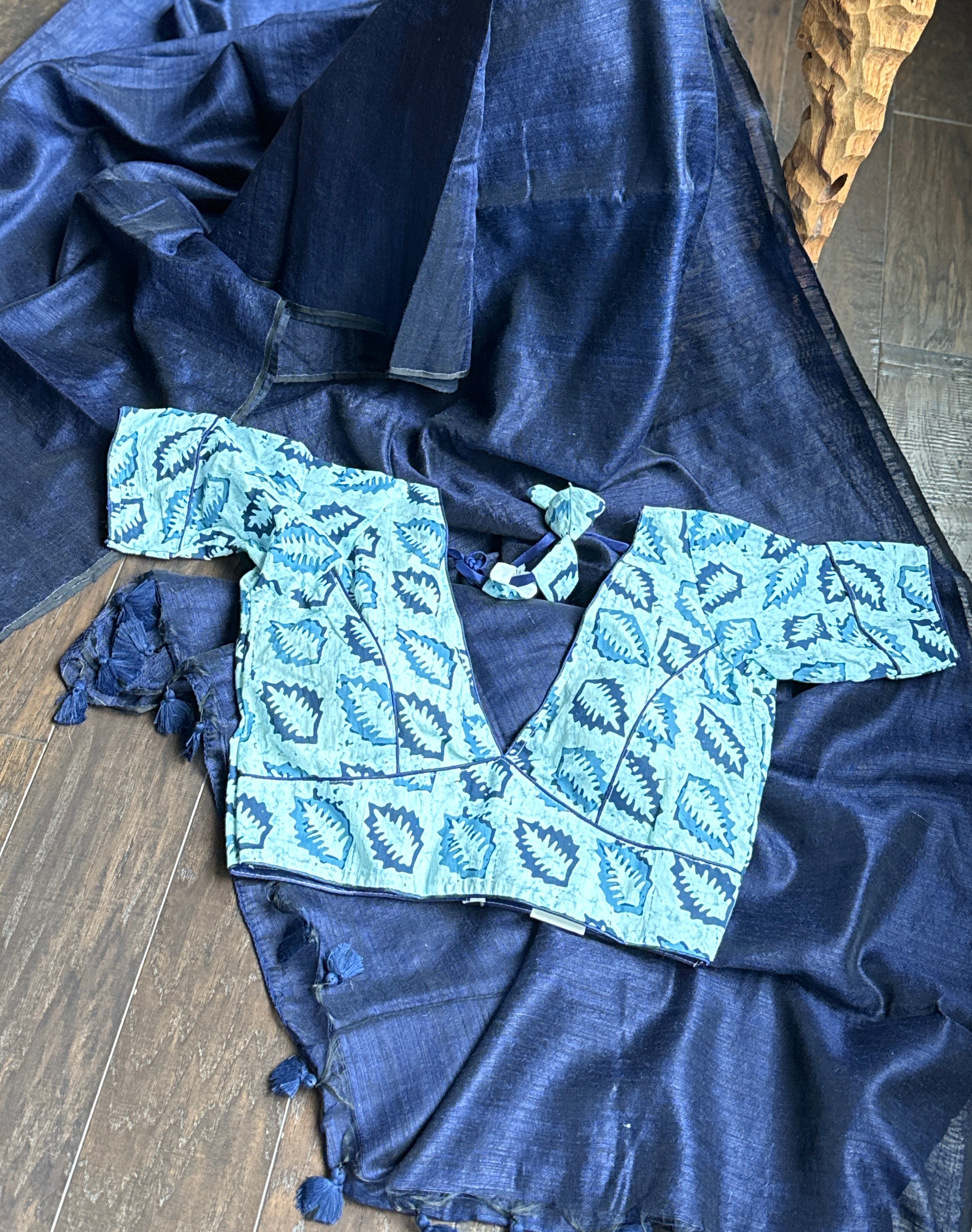 Linen Silk Borderless - Navy Blue
