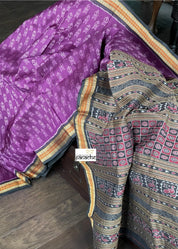 Pure Silk Sambalpuri ikat  - Purple Black