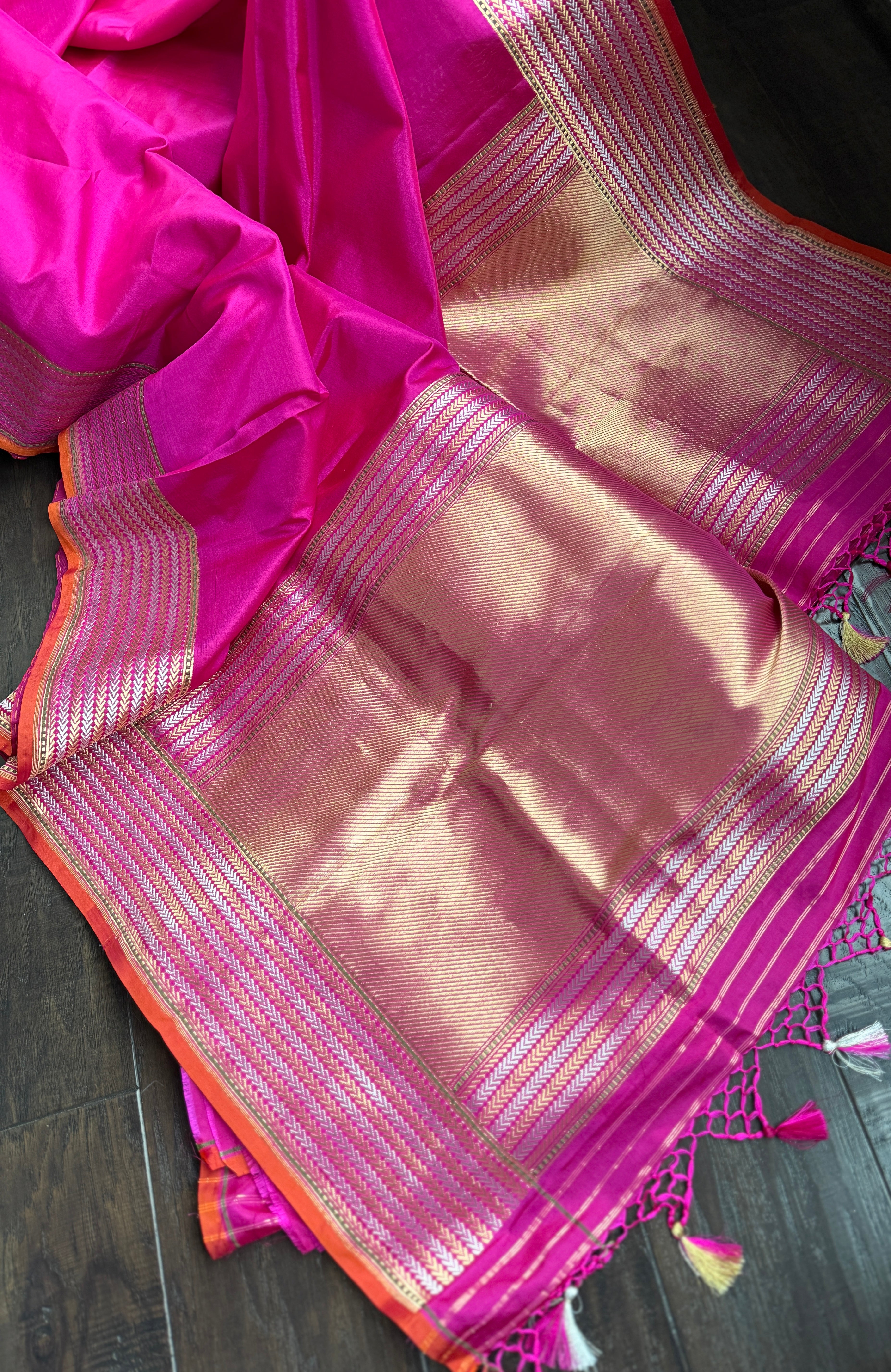Pure Silk Katan Banarasi- Rani Pink