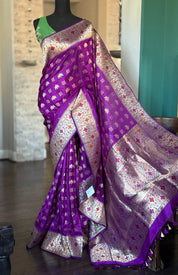 Pure Silk Paithani Banarasi- Purple
