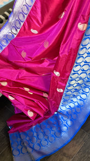 Pure Katan Silk Banarasi - Magenta Pink