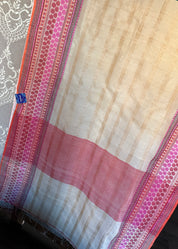 Pure Tussar Silk - Beige Striped Multi color
