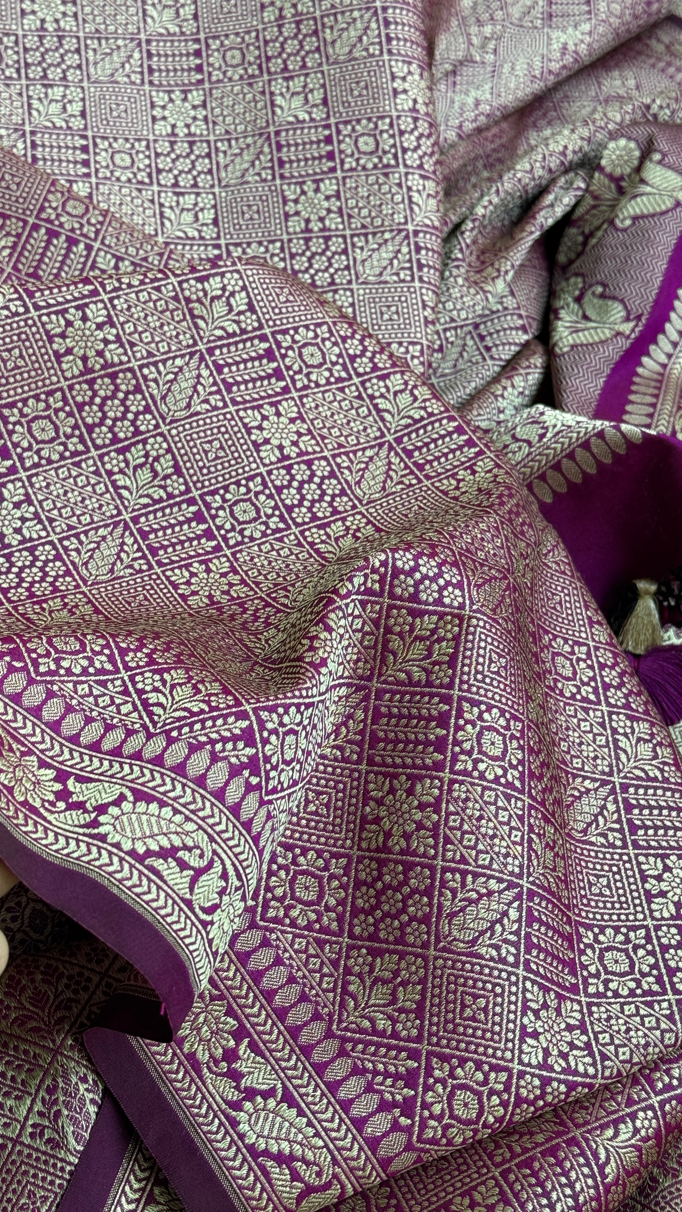 Soft Silk Brocade Banaras Saree - Magenta Purple