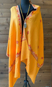 Kashmiri Pashmina Stole/Shawl - Yellow Sozni