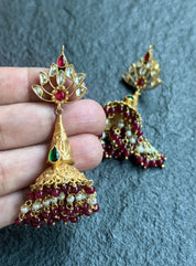 Earring 925 Silver- Gold Kundan Jhumka