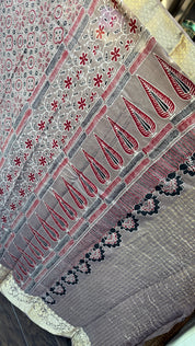 Dola Silk Ajrakh - Light Mocha Brown