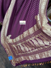 Khaddi Georgette Banarasi - Wine Maroon Bandhej