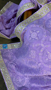Designer Pure Georgette Chikankari - Violet