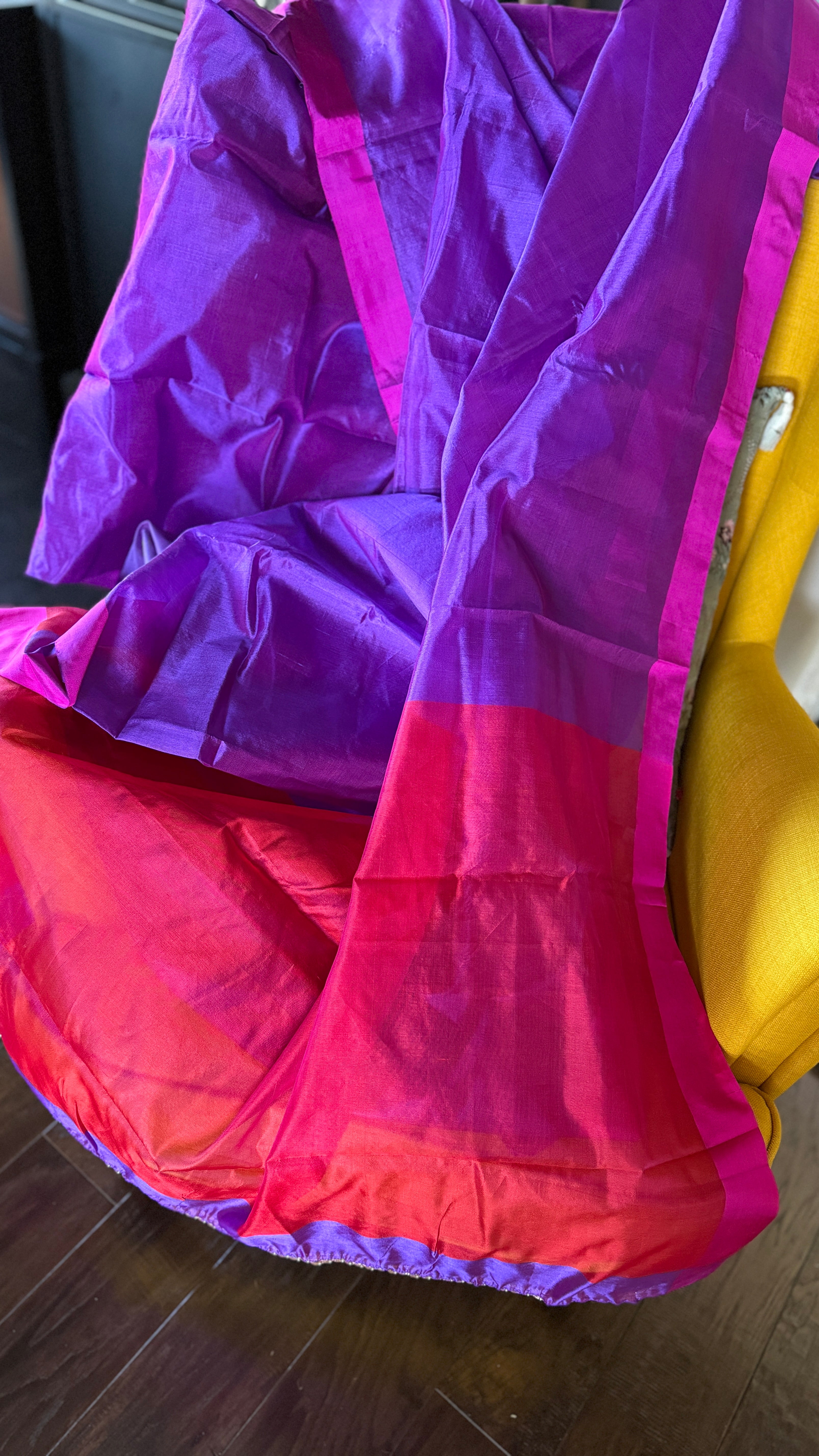 Pure Chanderi Pattu Silk - Purple Magenta Pink