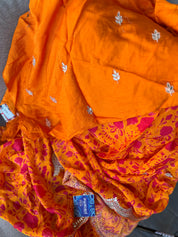 Designer Crepe Chiffon - Orange Pink